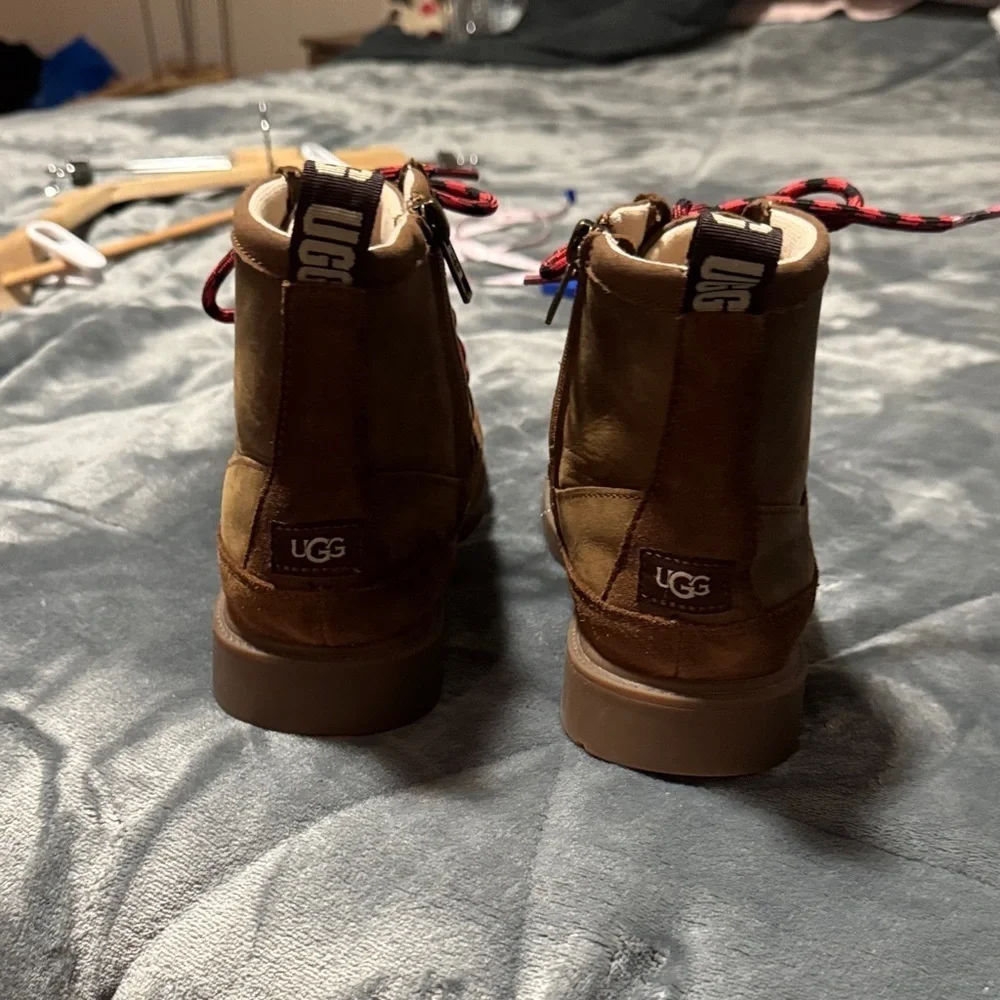 UGG Kids Brown Boots with Red Laces